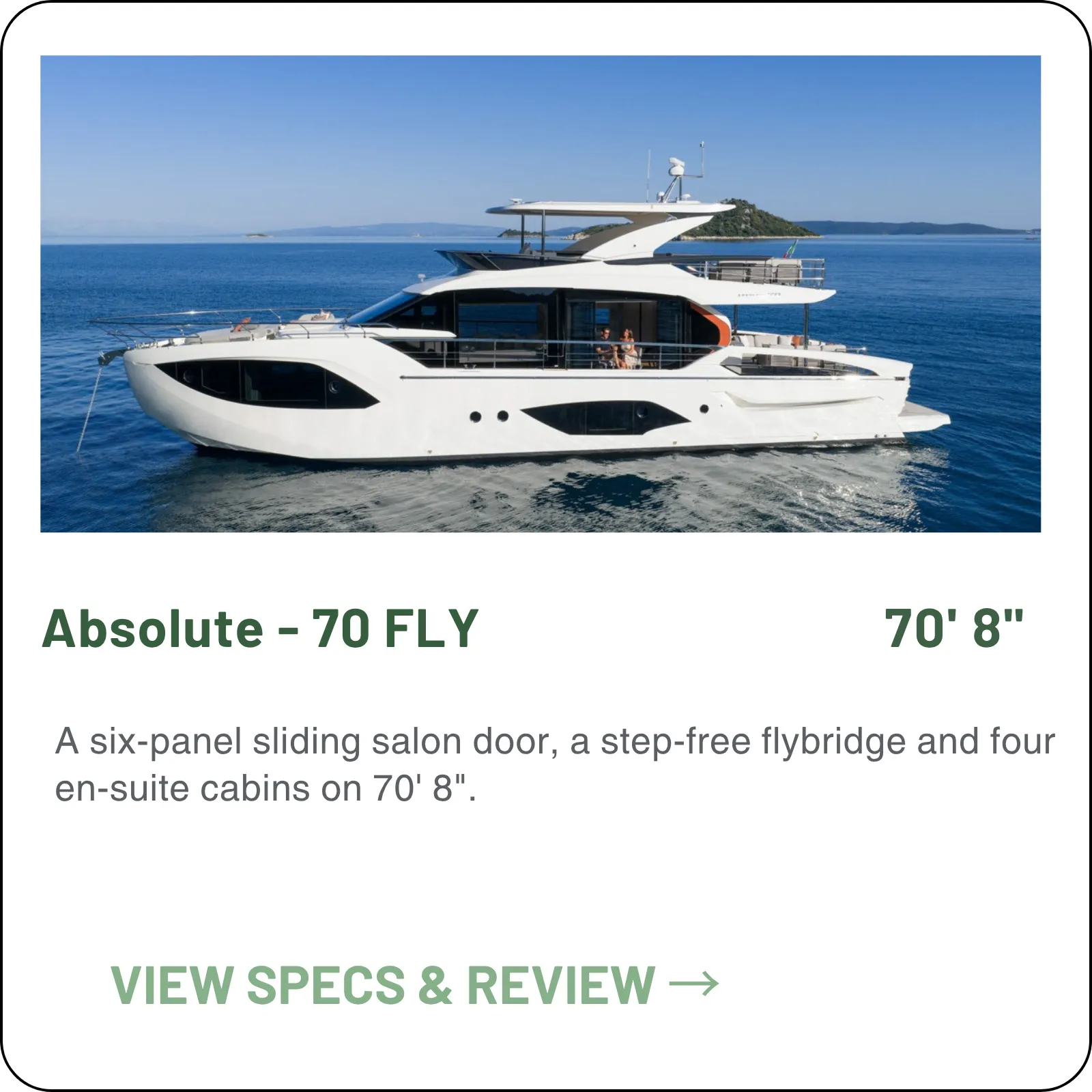 A six-panel sliding salon door, a step-free flybridge and four en-suite cabins on 70' 8".