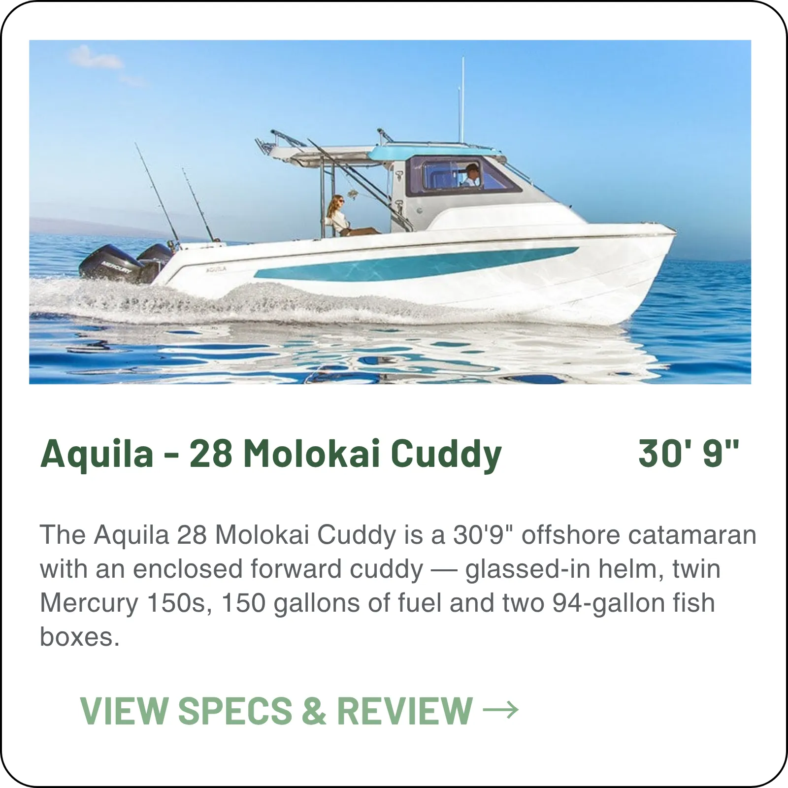 Aquila 28 Molokai Cuddy model card