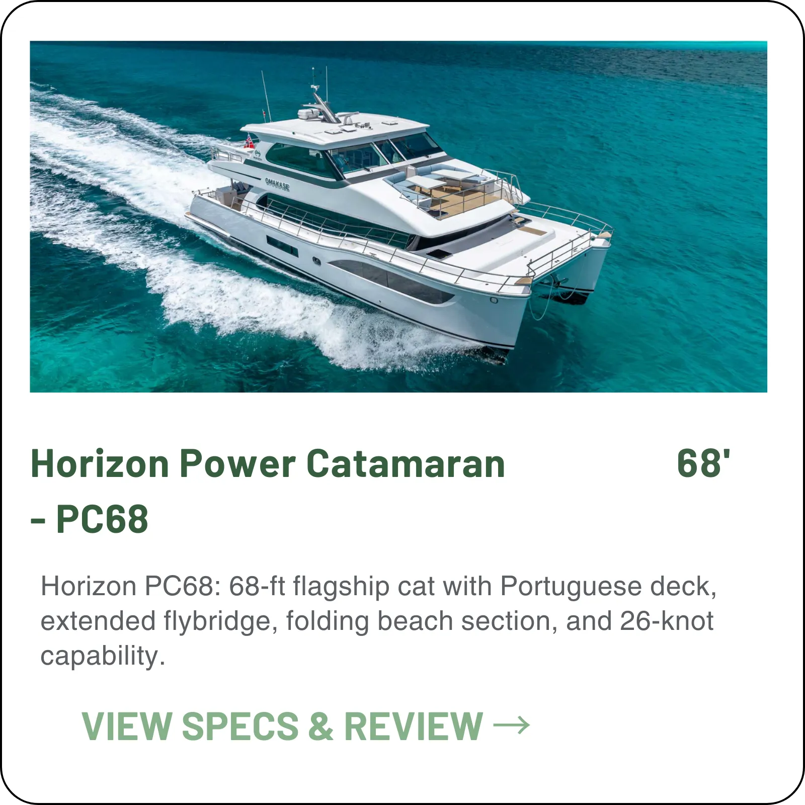 2,000 nautical miles at 8 knots, a forward Portuguese deck almost nobody offers at this size, and a choice between an on-deck master and an open salon.