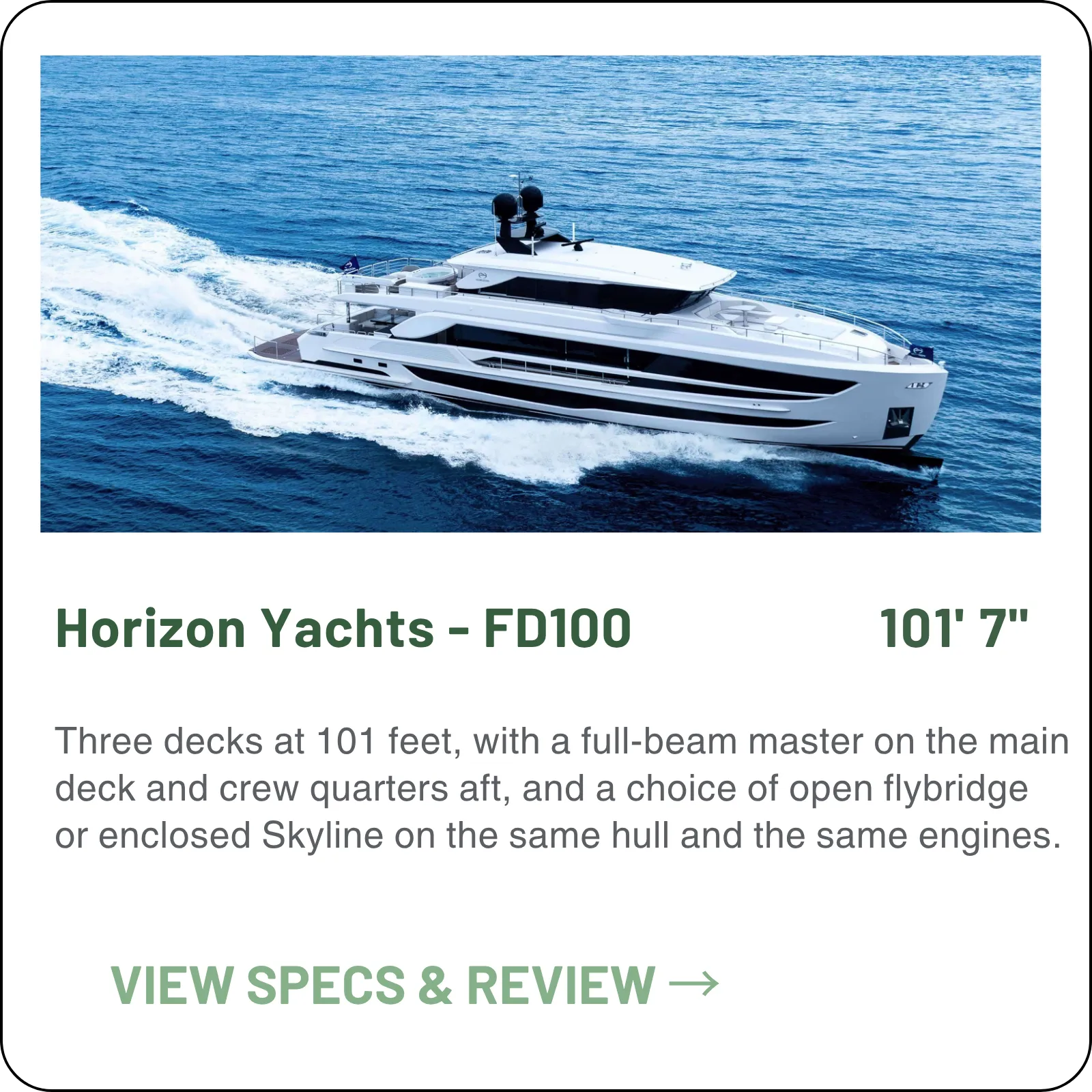 Horizon Yachts FD100 model card