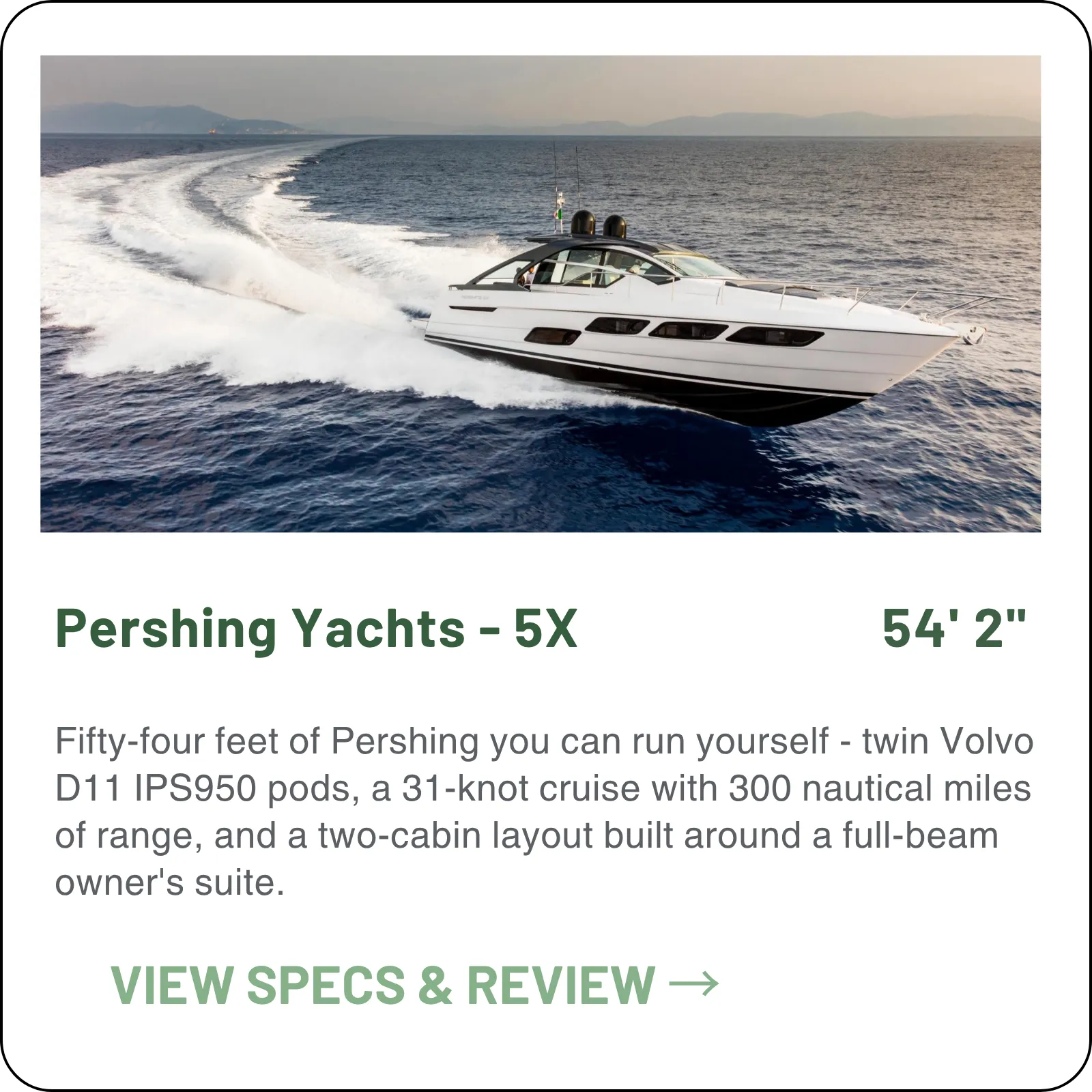 Pershing Yachts 5X model card