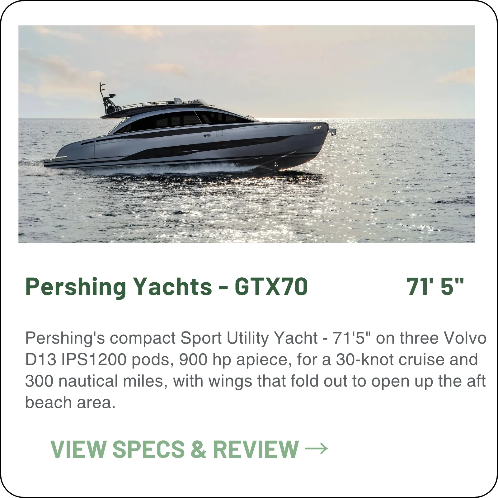 Pershing Yachts GTX70 model card