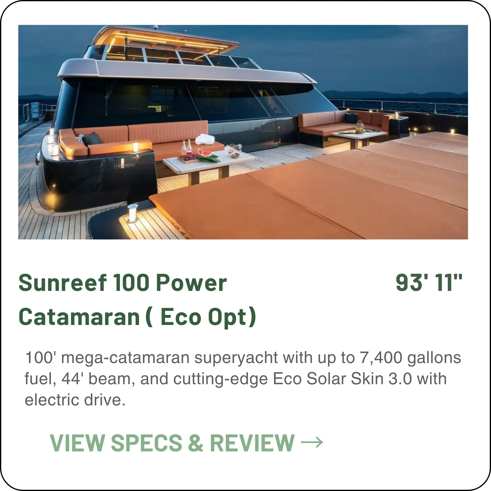 13.5 m beam and 28,000 l of fuel — Sunreef's largest power catamaran.