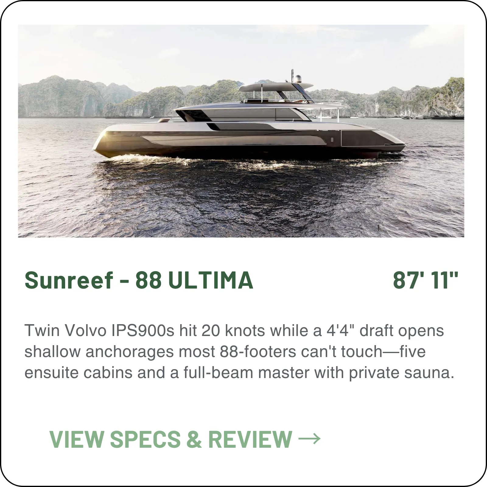 387 m² of living space inside 9.3 m of beam — the ULTIMA range's flagship.