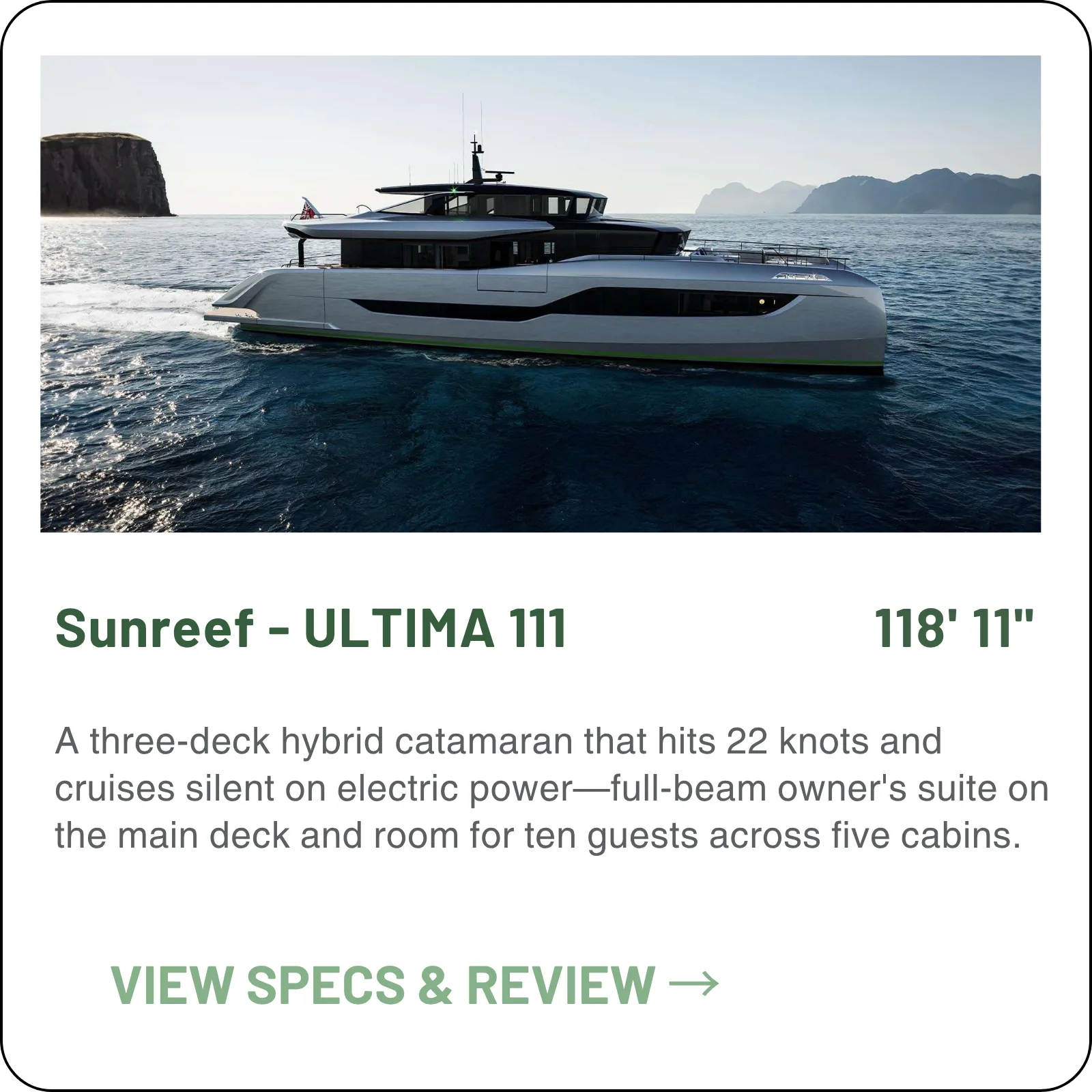 Withdrawn from Sunreef's published range — recorded figures kept for reference.