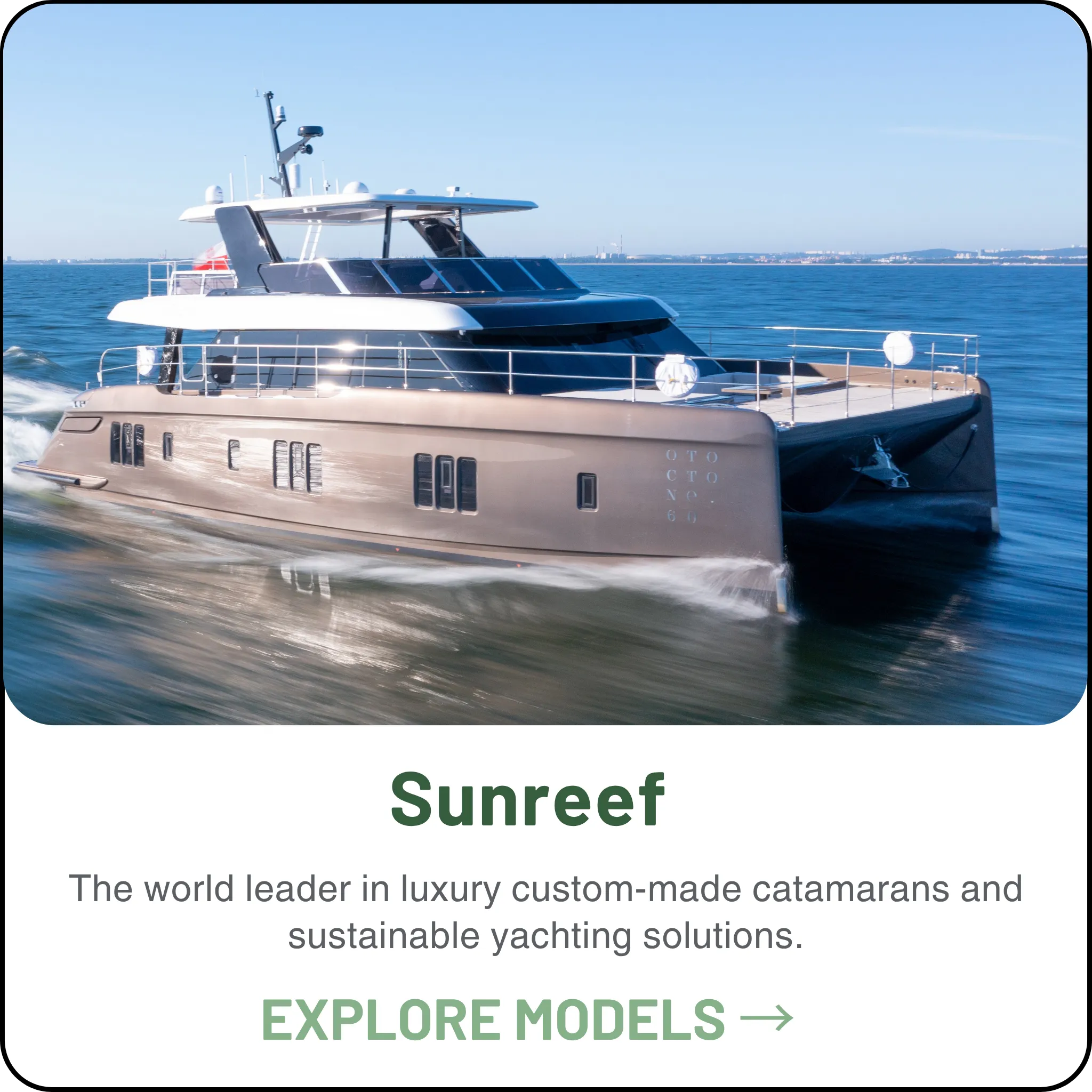 Sunreef — Gdansk-built custom catamarans from 50 to 100 feet — the only yard that designs and manufactures its own solar panels and laminates them into the hull.